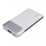 Wholesale 4000 mAh Leather Style Ultra Compact Portable Charger External Battery Power Bank (White)